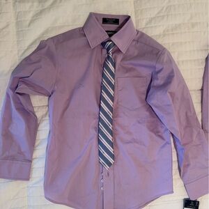 NWT Boys IZOD Purple Dress Shirt & Tie Set Size 8